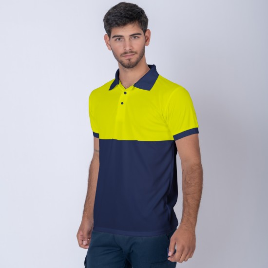 Remera Polo Dry Amarillo/Azul