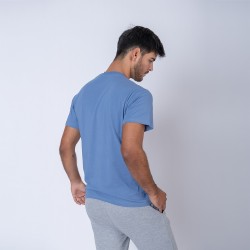 Camiseta slim algodon azul piedra