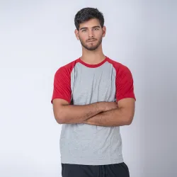 Camiseta Subliprint gris melange/rojo