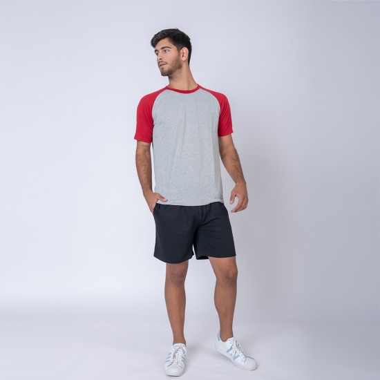 Camiseta Subliprint gris melange/rojo