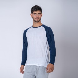 Camiseta Subliprint Manga Larga blanco/azul