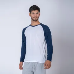 Camiseta Subliprint Manga Larga blanco/azul