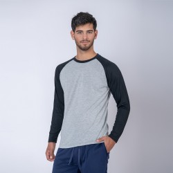 Camiseta Subliprint Manga Larga gris melange/negro