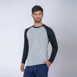 Camiseta Subliprint Manga Larga gris melange/negro