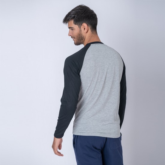 Camiseta Subliprint Manga Larga gris melange/negro
