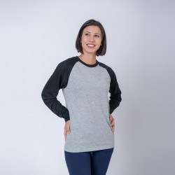 Camiseta Subliprint Manga Larga gris melange/negro