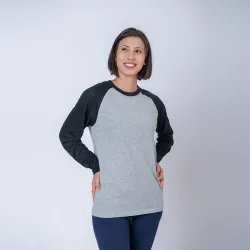 Camiseta Subliprint Manga Larga gris melange/negro