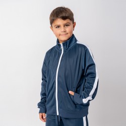 Campera deportiva niño azul/blanco