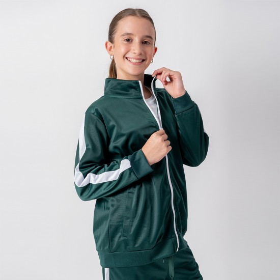 Campera Deportiva Niño Verde/Blanco