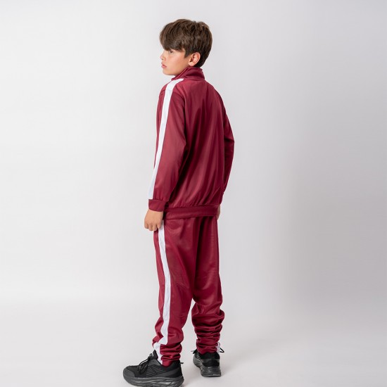 Campera Deportiva Niño Bordeaux/Blanco