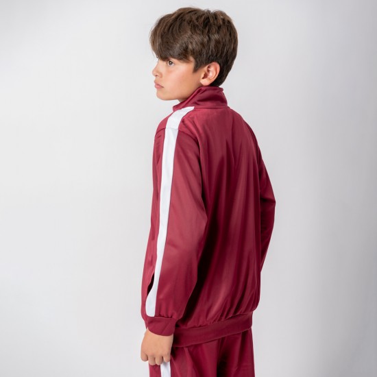 Campera Deportiva Niño Bordeaux/Blanco