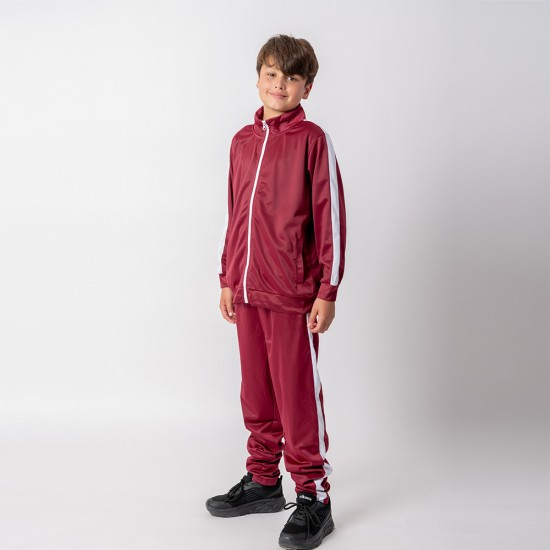 Campera Deportiva Niño Bordeaux/Blanco