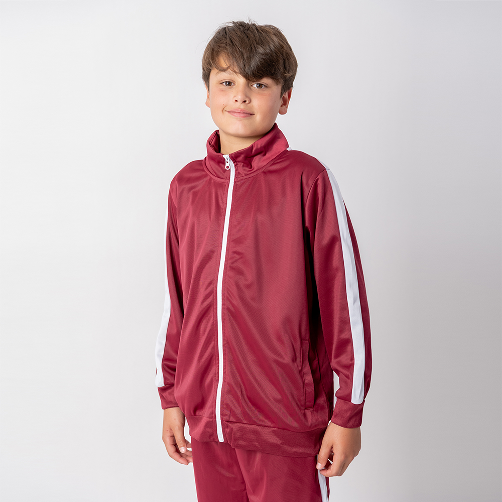 Campera Deportiva Niño Bordeaux/Blanco