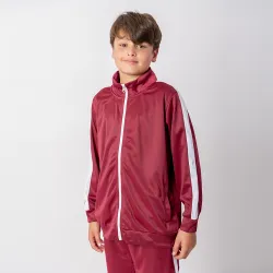 Campera Deportiva Niño Bordeaux/Blanco