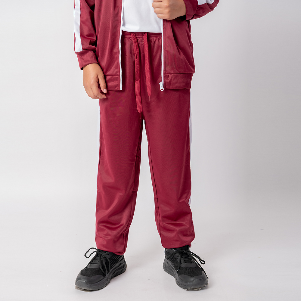Pantalon Deportivo Niño Bordeaux/Blanco