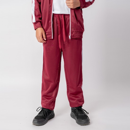 Pantalon Deportivo Niño Bordeaux/Blanco