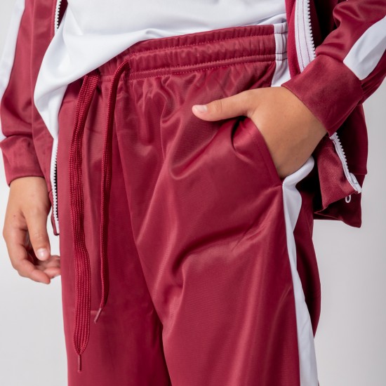 Pantalon Deportivo Niño Bordeaux/Blanco