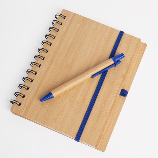 Libreta tapa bamboo con bolígrafo 70 hojas AZUL Libreta tapa bamboo con bolígrafo 70 hojas AZUL