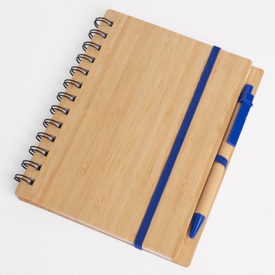 Libreta tapa bamboo con bolígrafo 70 hojas AZUL Libreta tapa bamboo con bolígrafo 70 hojas AZUL