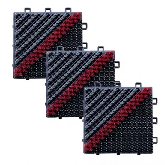 Piso Felpudo Encastrable 15x15 Negro/Rojo