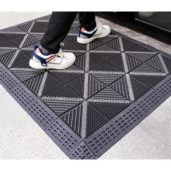 Piso Felpudo Encastrable 15x15 Negro/Gris