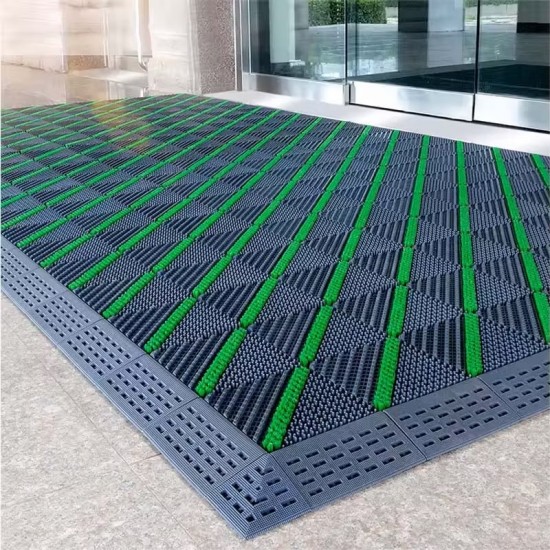 Piso Felpudo Encastrable 15x15 Negro/Verde