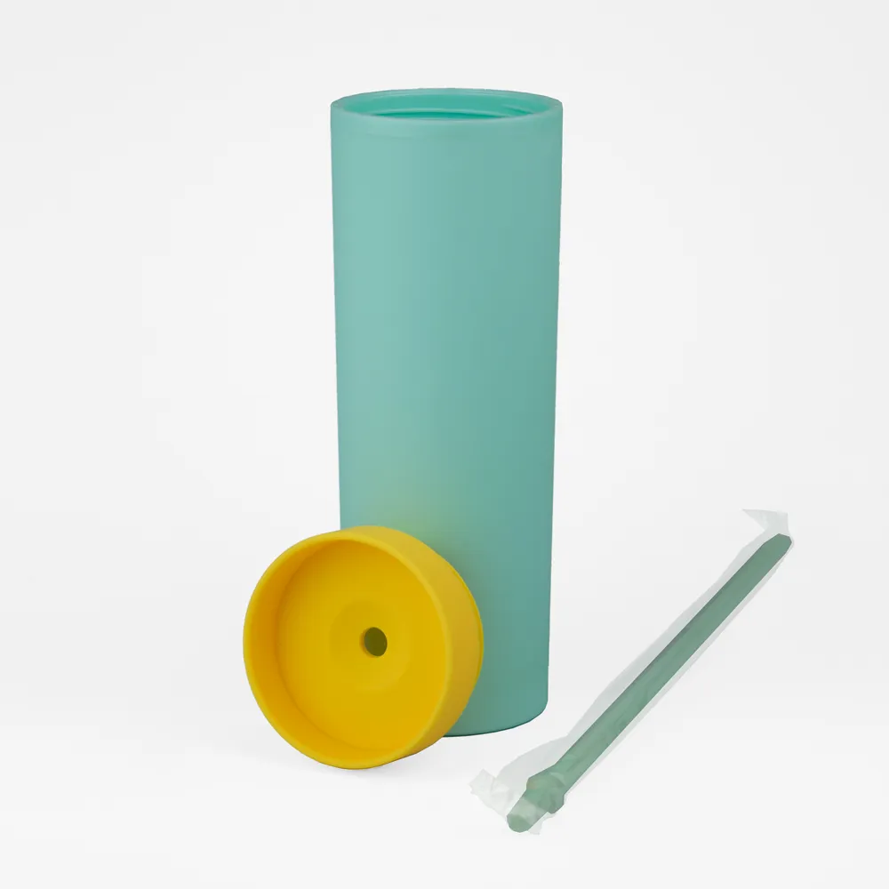 Vaso Plastico 500ml con Sorbito Cel. / Ama.