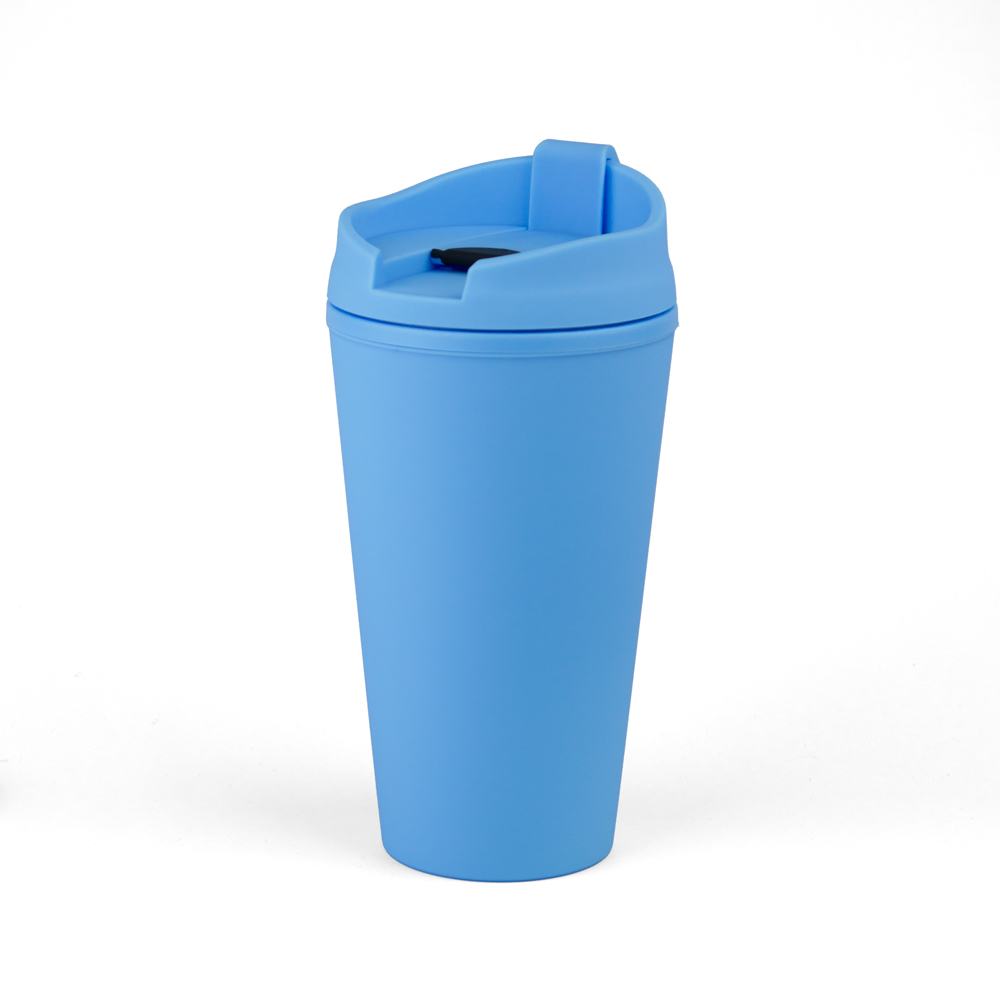 Vaso Plastico 450ml con Sorbito Celeste