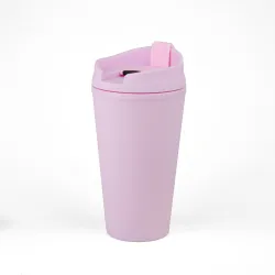 Vaso Plastico 450ml con Sorbito Rosado