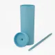 Vaso Plastico 500ml con Sorbito Azul / Cel.