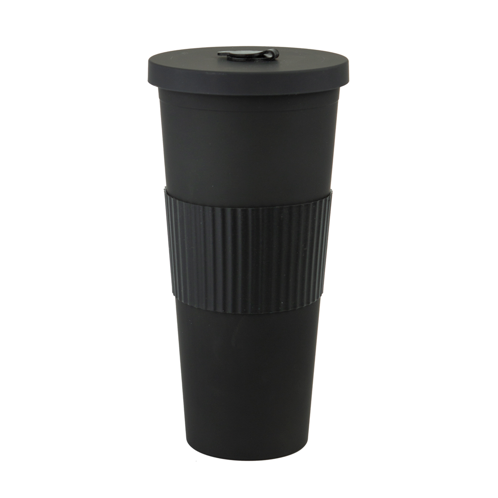 Vaso Plastico 680ml con Sorbito Negro