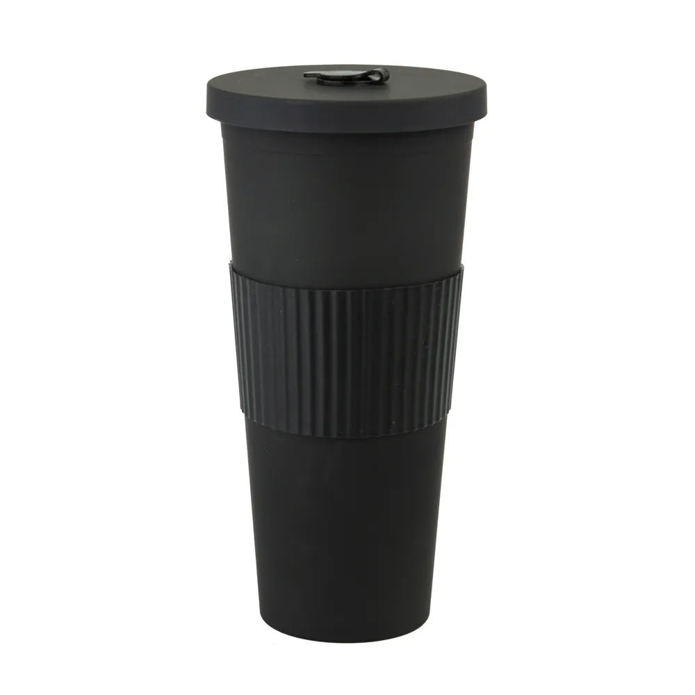 Vaso Plastico 680ml con Sorbito Negro