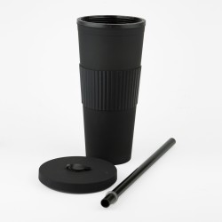 Vaso Plastico 680ml con Sorbito Negro