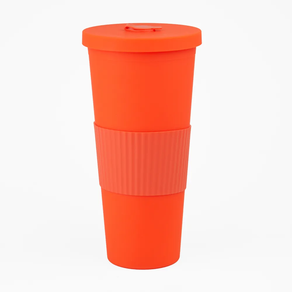 Vaso Plastico 680ml con Sorbito Naranja