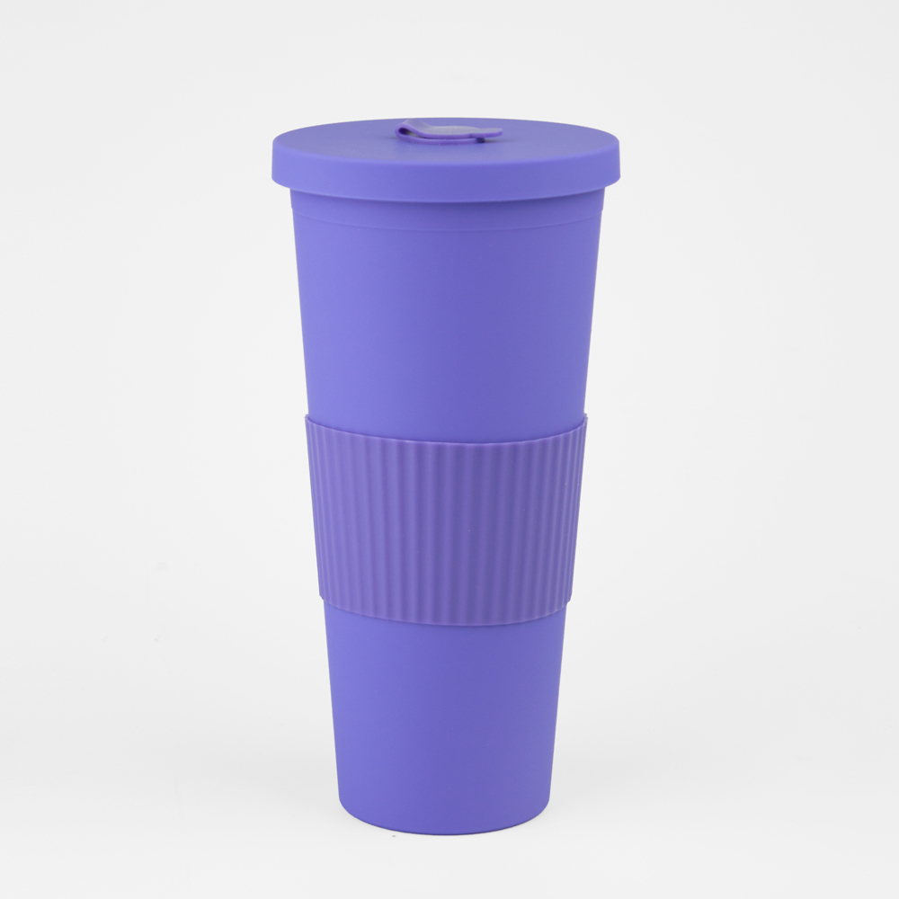 Vaso Plastico 680ml con Sorbito Violeta