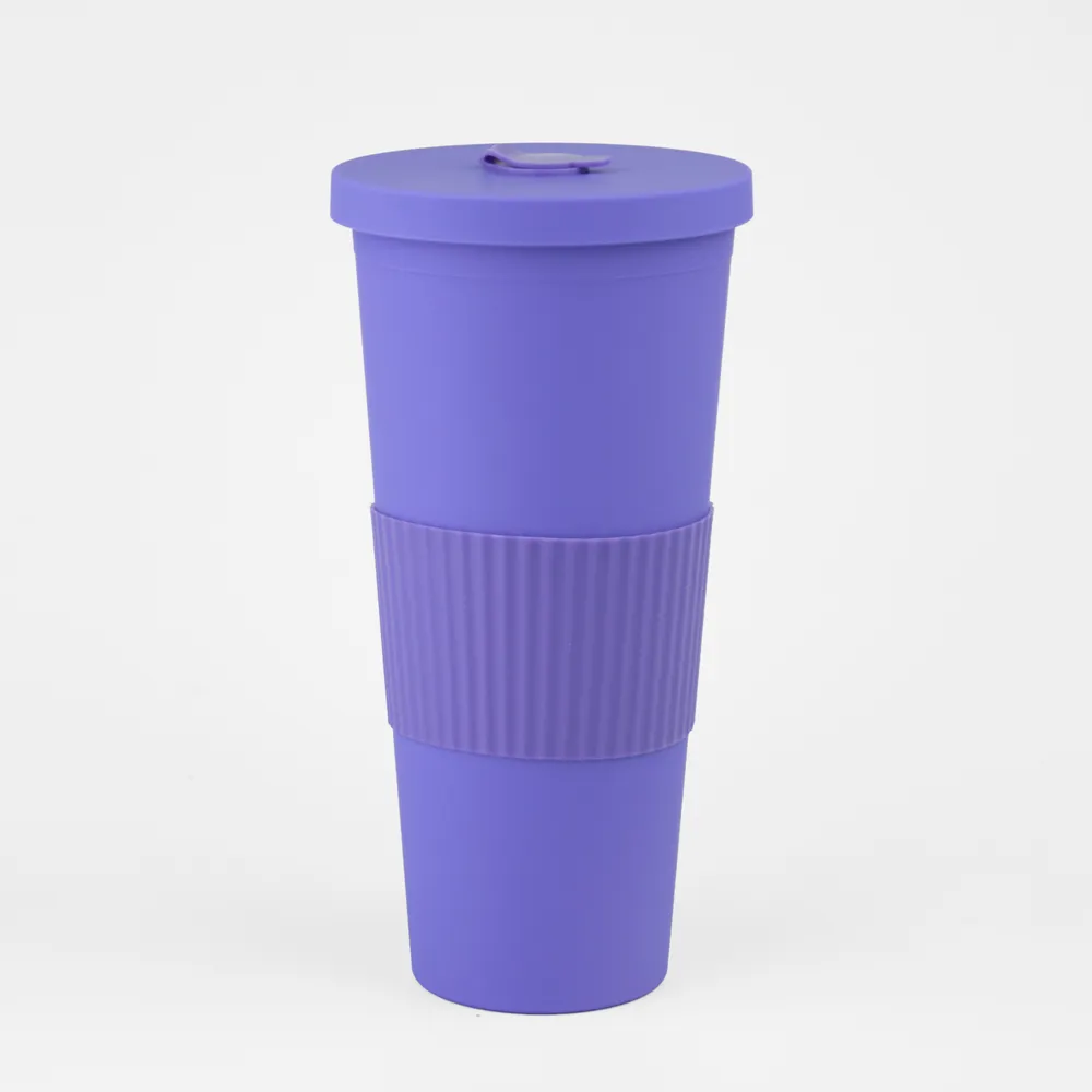 Vaso Plastico 680ml con Sorbito Violeta