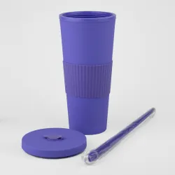 Vaso Plastico 680ml con Sorbito Violeta
