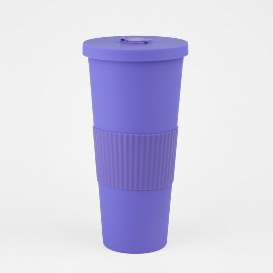 Vaso Plastico 680ml con Sorbito Violeta