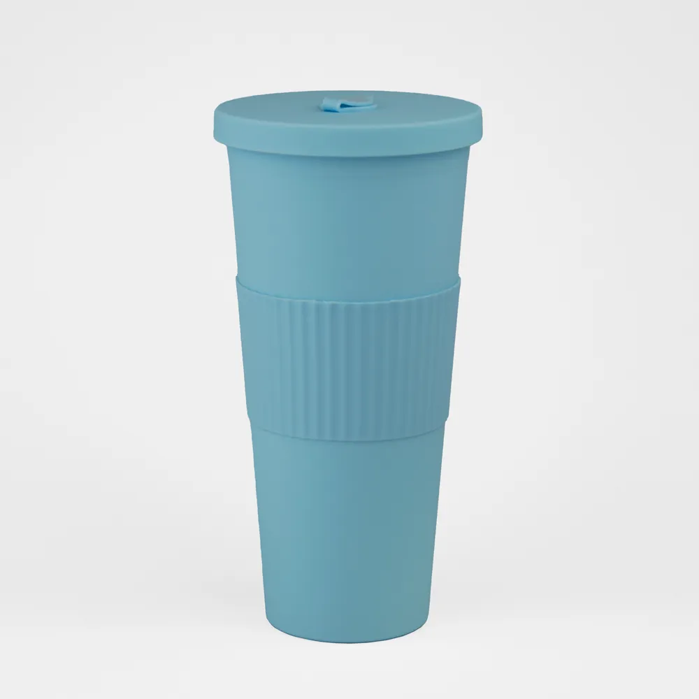 Vaso Plastico 680ml con Sorbito Celeste