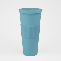 Vaso Plastico 680ml con Sorbito Celeste