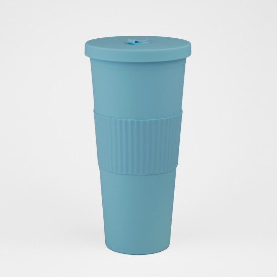 Vaso Plastico 680ml con Sorbito Celeste