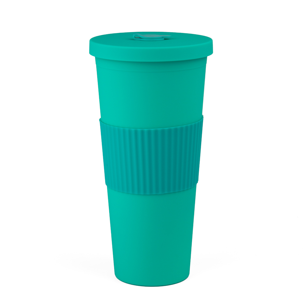 Vaso Plastico 680ml con Sorbito Turquesa