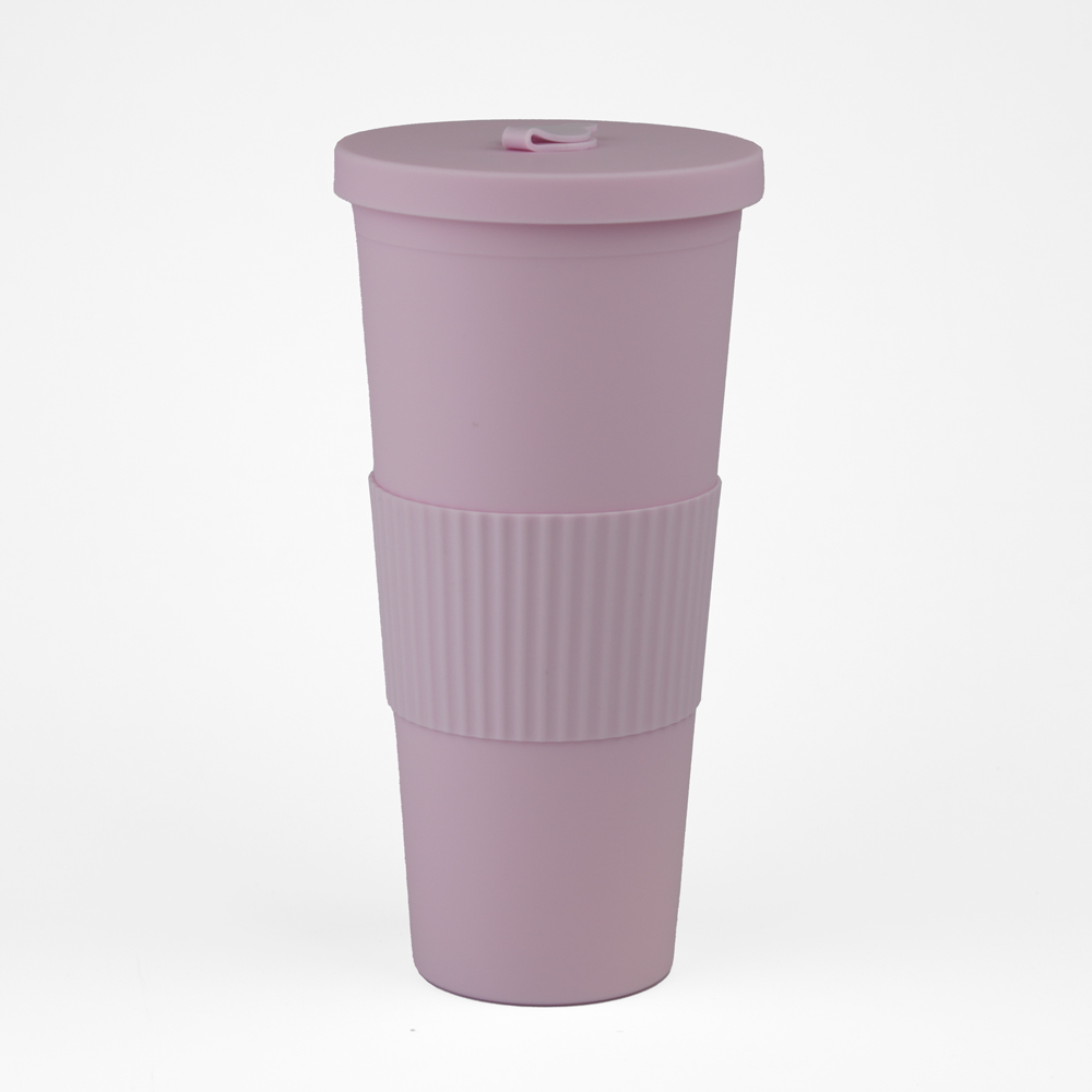 Vaso Plastico 680ml con Sorbito Rosado