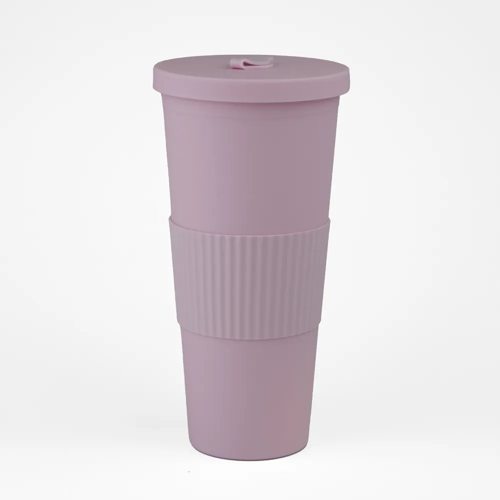 Vaso Plastico 680ml con Sorbito Rosado