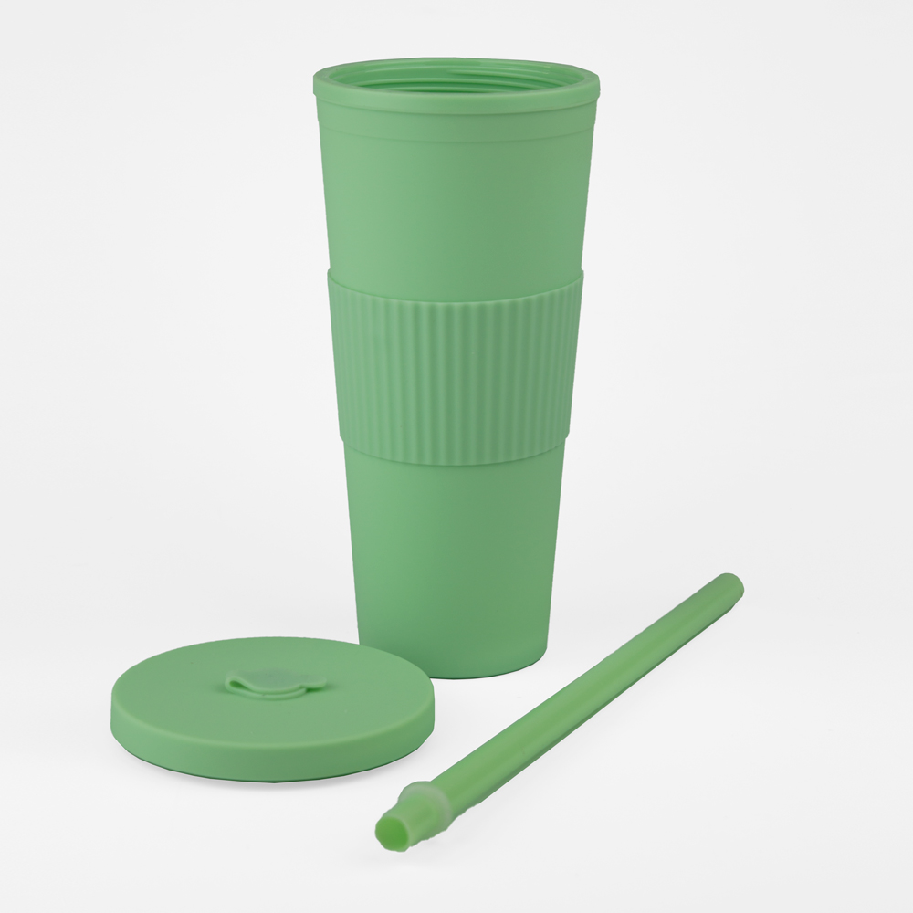 Vaso Plastico 680ml con Sorbito Verde Claro