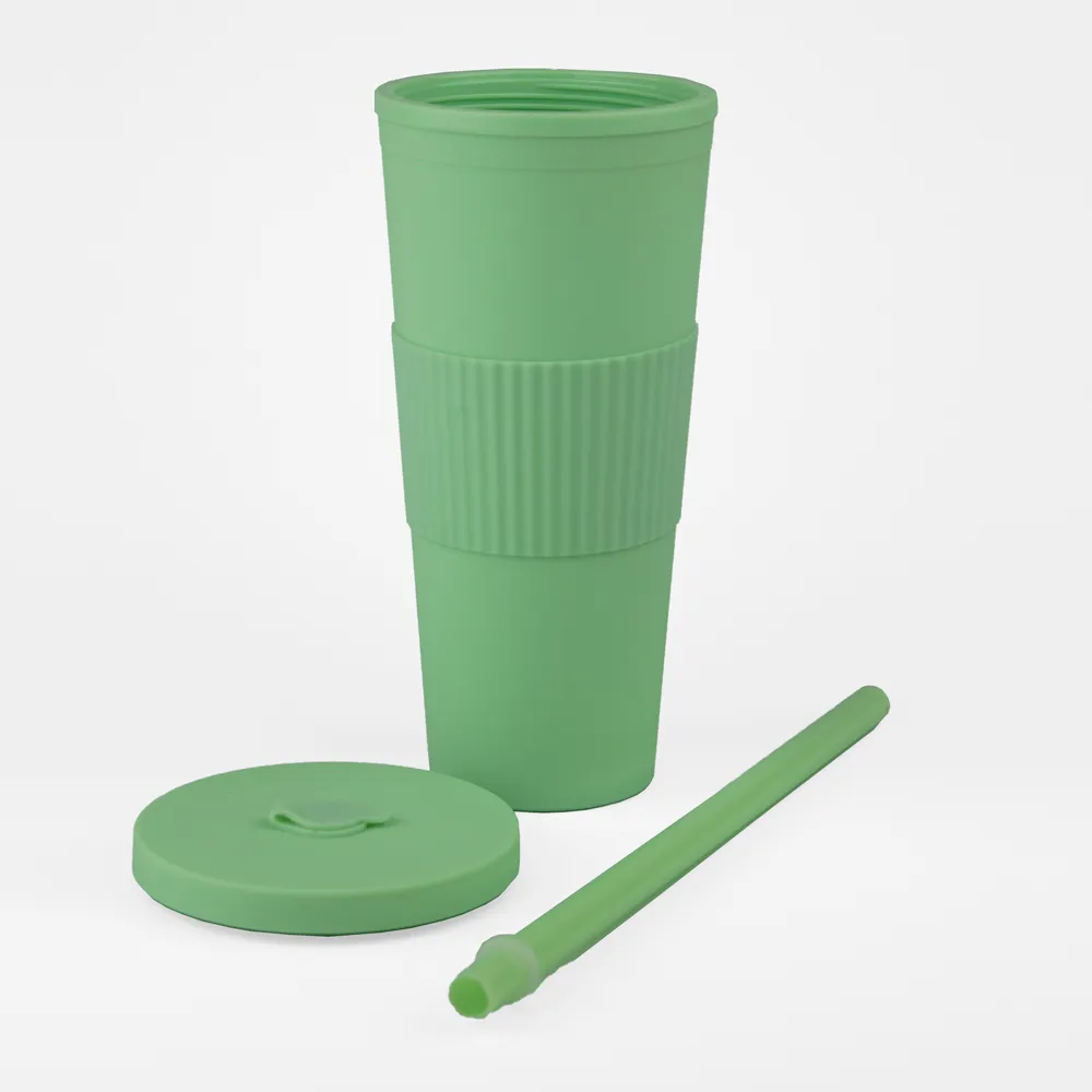 Vaso Plastico 680ml con Sorbito Verde Claro