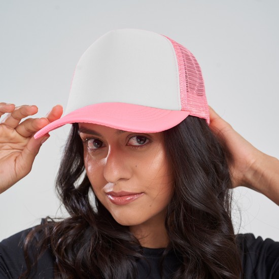 Gorro 5013 Mesh rosado/blanco