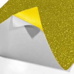 Goma Eva Glitter con adhesivo 60x40cm x10u. Dorado