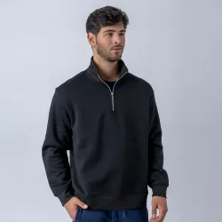Buzo Felpa Medio Cierre Metal Negro