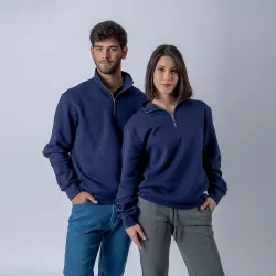 Buzo Felpa Medio Cierre Metal Azul Marino